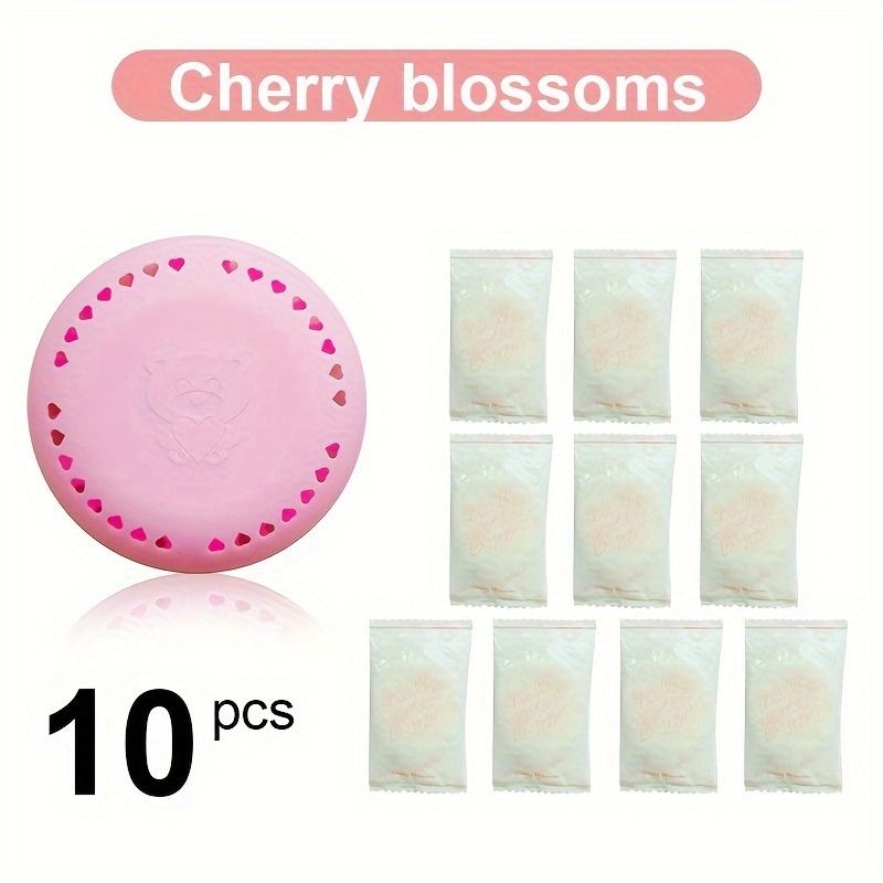 10PCS Aromatherapy Air Freshener Refills with Extra Shells – Long-Lasting Solid Deodorizer Tablets in Cherry Blossom, Rose & Lavender for Home, Car, Bathroom, Closet & Wardrobe Odor Elimination