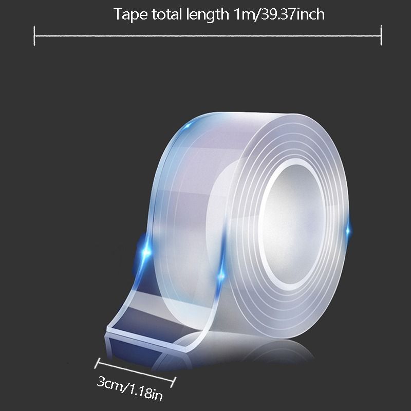Double Sided Adhesive Tape – Washable & Reusable Transparent Nano Gel Tape | Strong Multipurpose Mounting Tape for Kitchen, Bathroom, Home, and Office