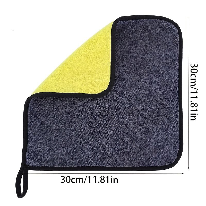 Yellow Gray 30x30cm 1 PCS High-Density Car Wash Towel – Double-Sided Thickened Coral Fleece, Ultra Absorbent Glass Cleaning Cloth, Multi-Purpose Microfiber Towel for Car Detailing & Home Use