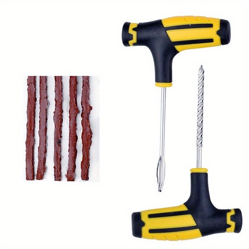 Complete Tire Repair Kit for Cars & Motorcycles – Instant Puncture Fix, Metal Plug Tools, Rubber Patches & Sealant – Emergency Tire Repair Kit for Cars, Trucks, SUVs