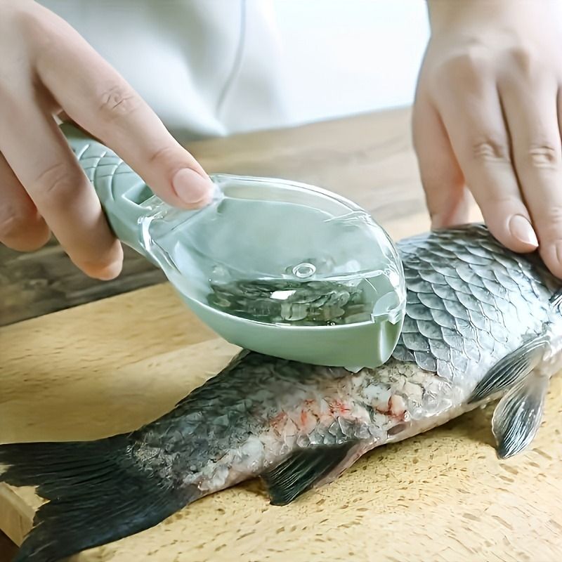 Fish Scale Scraper with Storage Box – Easy-Clean Household Fish Scale Remover, Anti-Splash Design, Safe Plastic Fish Scaler Tool with Cover, Quick Kitchen Gadget for Fish Cleaning & Cooking