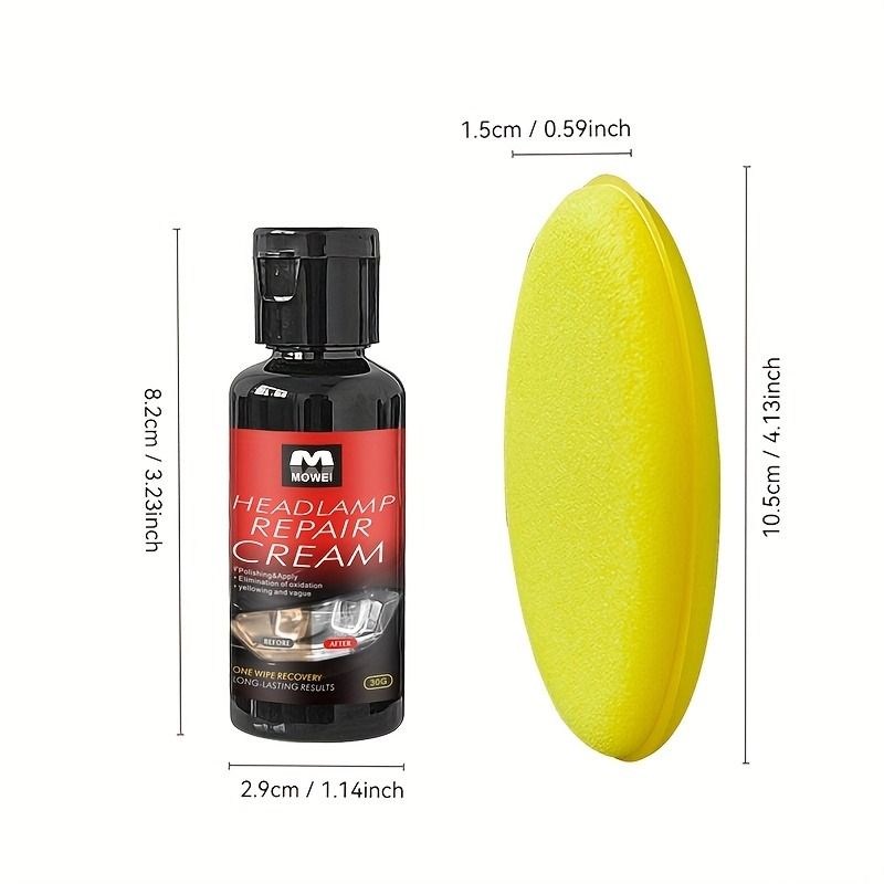 30g Headlight Renovation Kit – Headlight Polishing & Scratch Repair Cream, Restores Yellowed, Aged, Scratched, and Fuzzy Car Lights, DIY Easy Use for 90% Brightness Like New