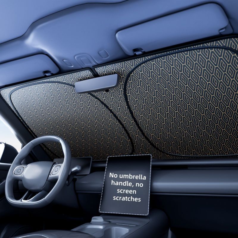 Titanium Silver Alloy Laser Car Sunshade – 4-Layer UV Protection & Heat Insulation, Lightproof Windshield Sun Shade for Front & Rear Windows, Durable Auto Interior Accessory