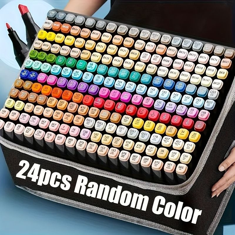 24 dual-tipped brush markers set with fine and brush tips for sketching and calligraphy
