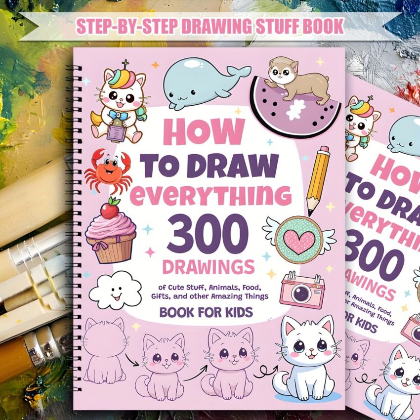 How to Draw Anything for Painting Enthusiasts – 300 Easy Step-by-Step Drawings of Cute Animals, Food, Gifts & More – Fun Art Projects for Teens & Adults Ages 14+