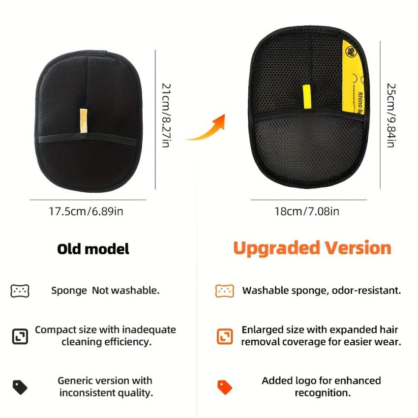 Large Pet Static Hair Removal Gloves – Black Polypropylene Cat & Dog Grooming Gloves with Yellow Accents, 24.99cm x 17.98cm – Effective Hair & Dander Removal, Durable Pet Care Accessory