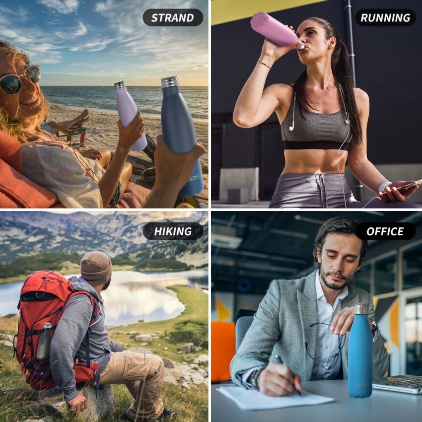 WATERSY 500ml Stainless Steel Water Bottle – Insulated Travel Flask, BPA-Free, Leak-Proof, Dishwasher Safe – Keeps Drinks Cold 24H & Hot 12H – Sports, Gym, Cycling, Outdoor