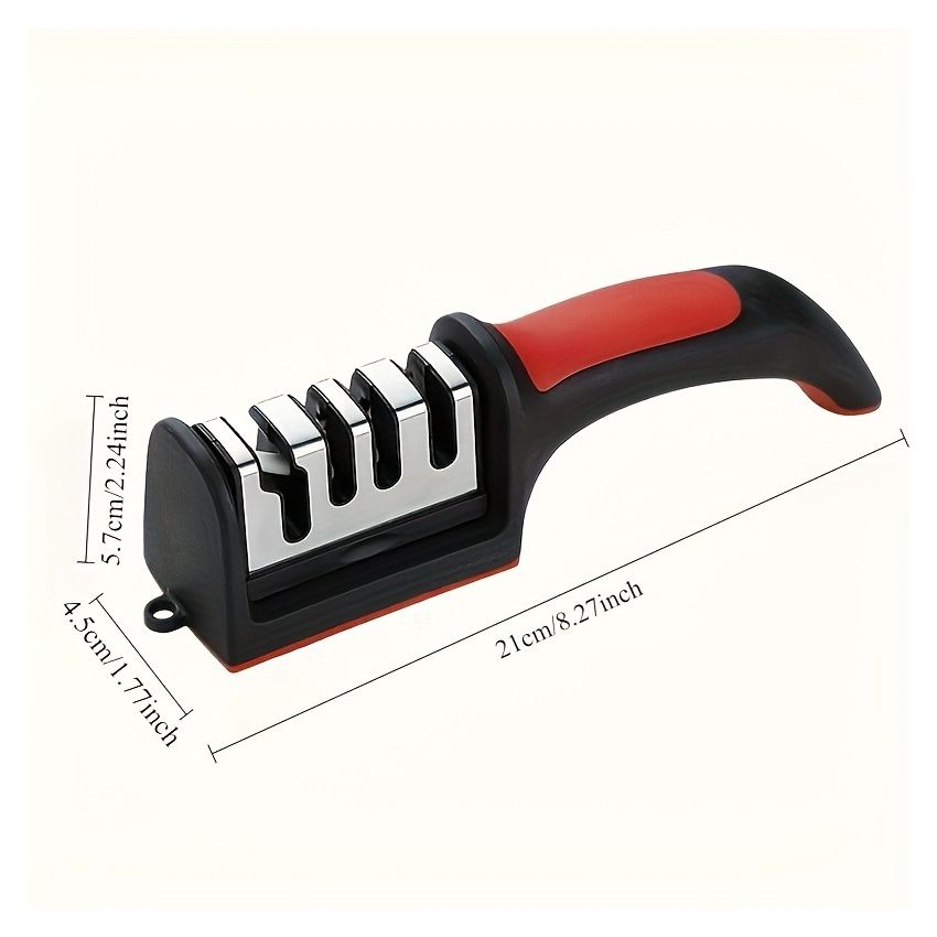 4-in-1 Professional Knife Sharpener – Tungsten Steel, ABS & Ceramic Sharpening Stones – 4-Stage Sharpener for Kitchen Knives, Ergonomic Handle, Easy to Hang – Durable Kitchen Tool 