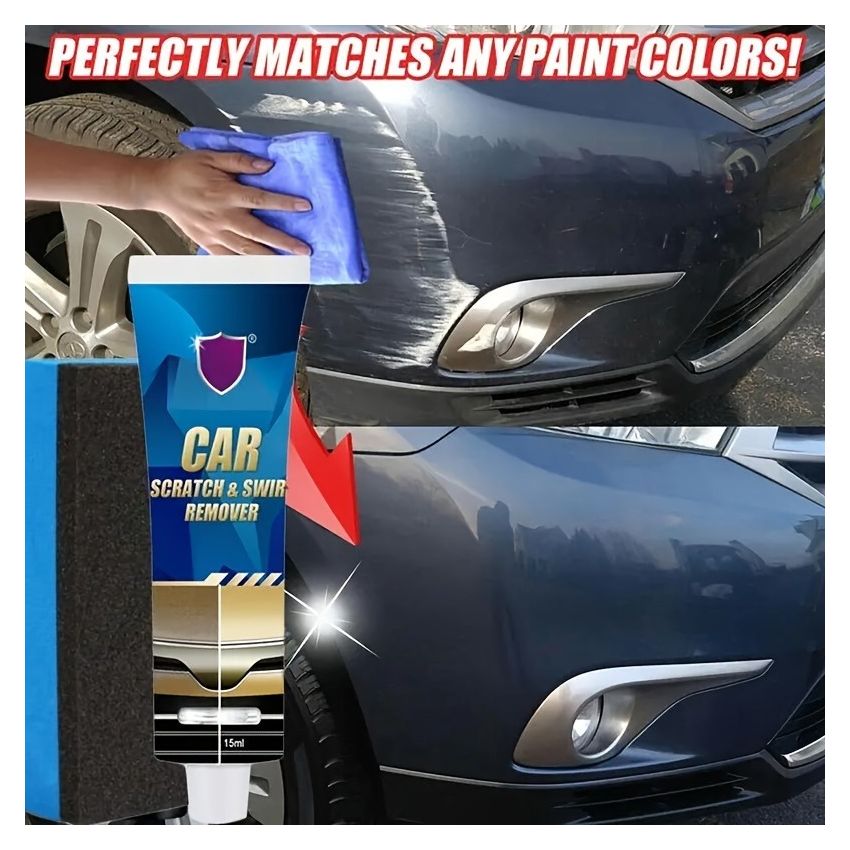 15ml Car Scratch Remover Kit – Swirl & Scuff Repair, Gloss Restorer for All Paint Surfaces, Easy Car Wax Polish for Cars, RVs & Motorcycles