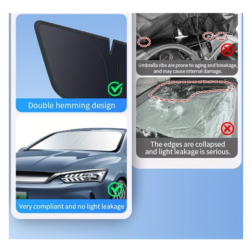 Car Sunshade Front Window Curtain – Windshield Heat Shield Sunblock Panel 139.7cm x 76.96cm, UV Protection, Interior Cooling Sun Shade for Cars, Trucks & SUVs | Easy Install