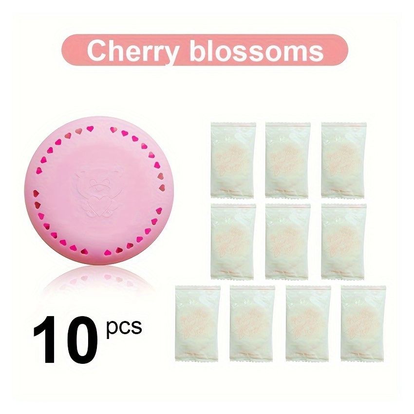 10PCS Aromatherapy Air Freshener Refills with Extra Shells – Long-Lasting Solid Deodorizer Tablets in Cherry Blossom, Rose & Lavender for Home, Car, Bathroom, Closet & Wardrobe Odor Elimination