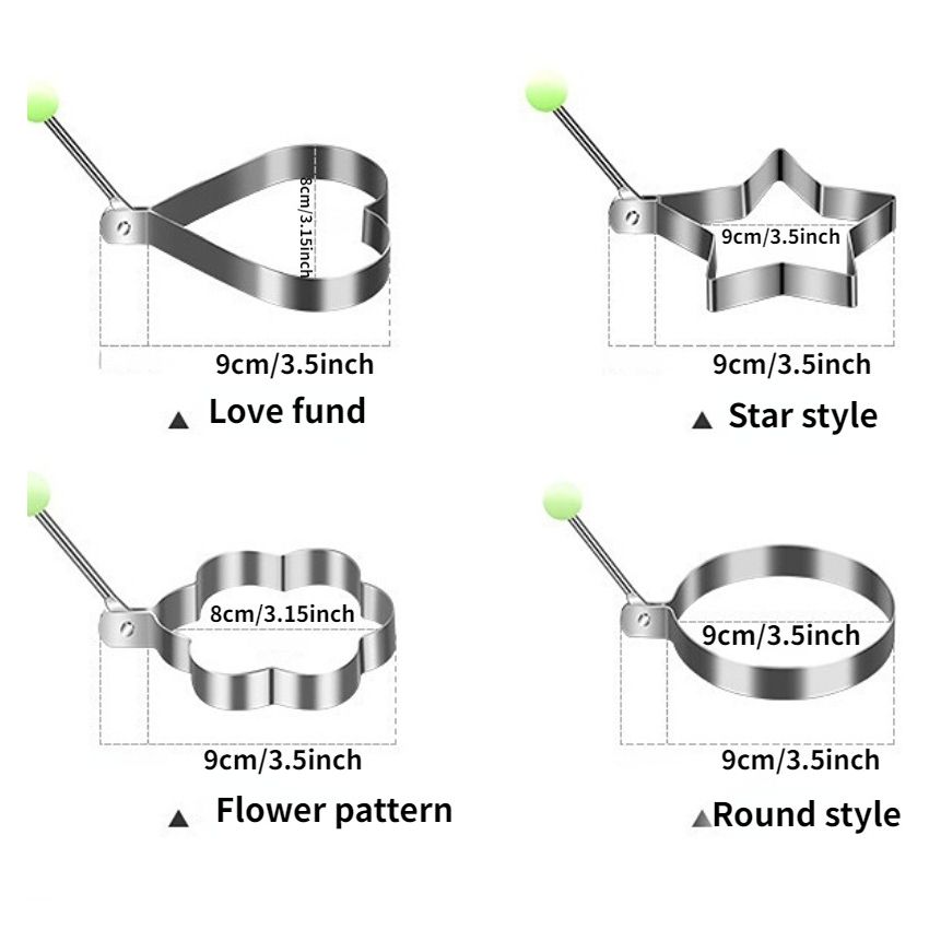 4 PCS Egg Mold Set – Stainless Steel Egg Ring Molds for Cooking, Creative Kawaii Fried Egg & Pancake Shaper, Nonstick Breakfast Rings, Kitchen Accessories for Eggs, Bread & Pancakes