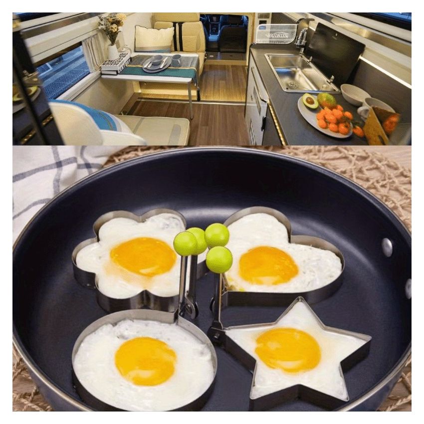 4 PCS Egg Mold Set – Stainless Steel Egg Ring Molds for Cooking, Creative Kawaii Fried Egg & Pancake Shaper, Nonstick Breakfast Rings, Kitchen Accessories for Eggs, Bread & Pancakes
