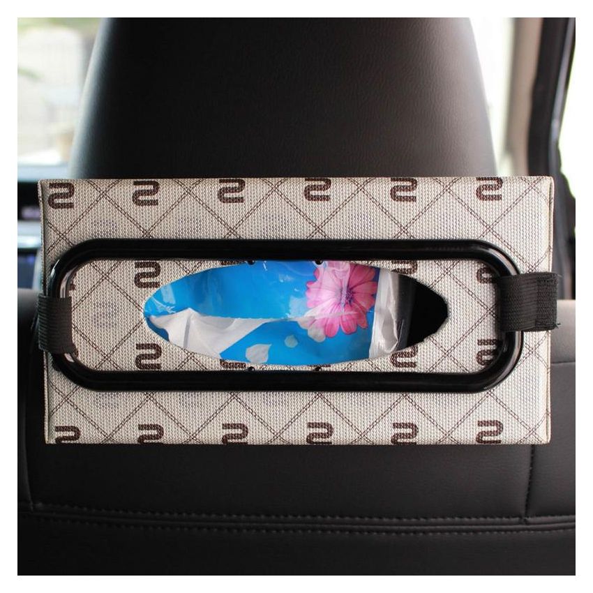 Car Organizer Bag Holder with Adjustable Strap – Yellow Plastic Tissue & Napkin Storage Box for Car Sun Visor & Center Console | Durable Travel Organizer Pouch for Handkerchiefs