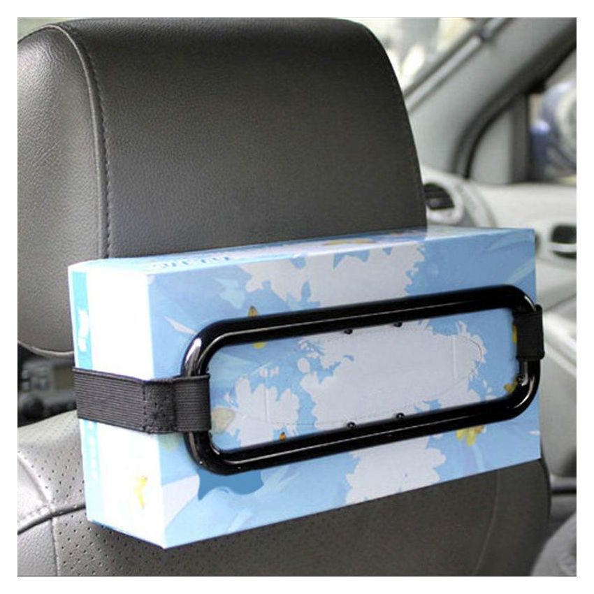Car Organizer Bag Holder with Adjustable Strap – Yellow Plastic Tissue & Napkin Storage Box for Car Sun Visor & Center Console | Durable Travel Organizer Pouch for Handkerchiefs