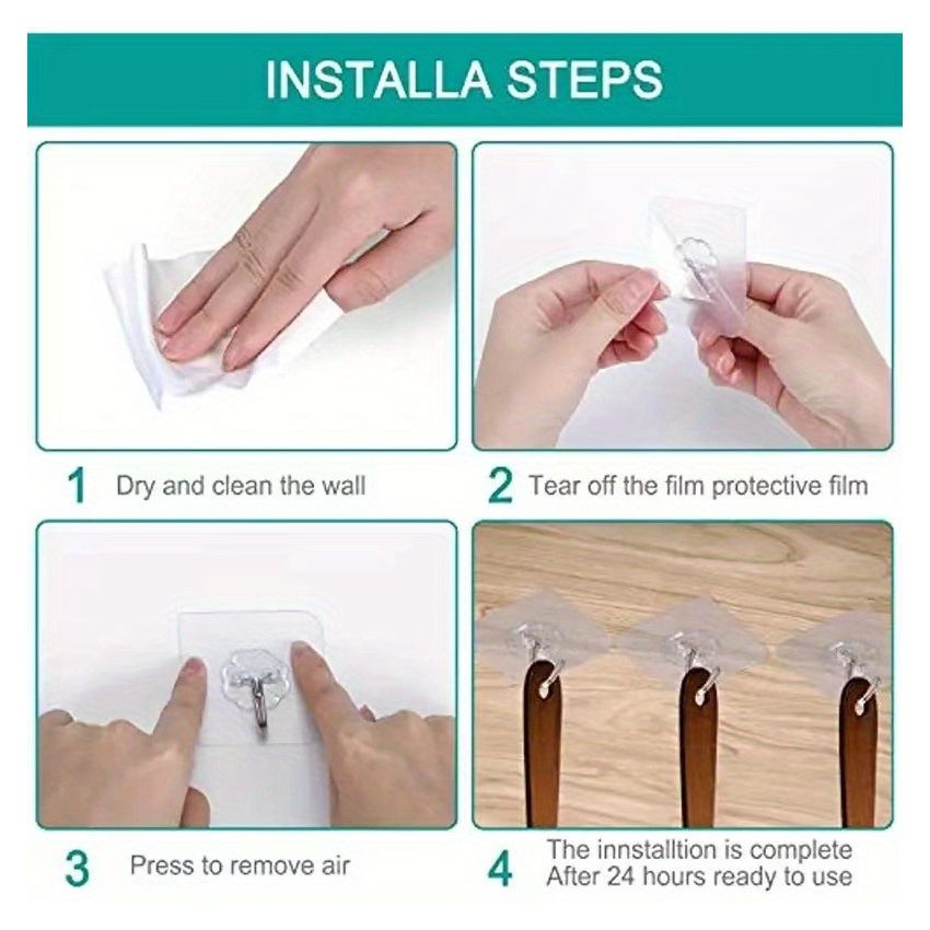 10 PCS Heavy-Duty Traceless Adhesive Wall Hooks – Waterproof, Punch-Free, Self-Adhesive Hook Rack for Keys, Towels, Hats & Bathroom Storage – No Drill, Removable, Multi-Purpose Wall Mount