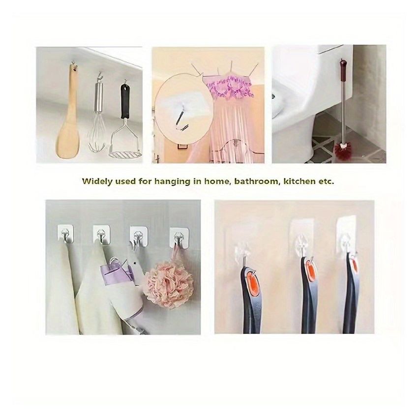 10 PCS Heavy-Duty Traceless Adhesive Wall Hooks – Waterproof, Punch-Free, Self-Adhesive Hook Rack for Keys, Towels, Hats & Bathroom Storage – No Drill, Removable, Multi-Purpose Wall Mount