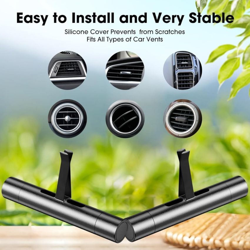 Car Air Vent Diffuser with 5 Refill Cores – Long-Lasting Car Air Freshener Vent Clip, Car Interior Decoration Accessories, Odor Eliminator for Car, Office, Kitchen & Pet Areas