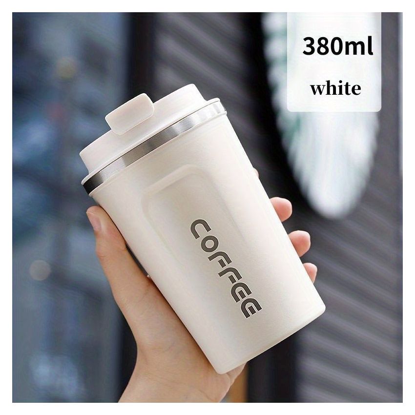 Stainless Steel Insulated Coffee Travel Mug 380ml– 304 Vacuum Double-Layer Cup, Leak-Proof Lockable Lid, Keeps Drinks Hot & Cold, Matte Finish, Portable for Car, Office & Outdoor Use