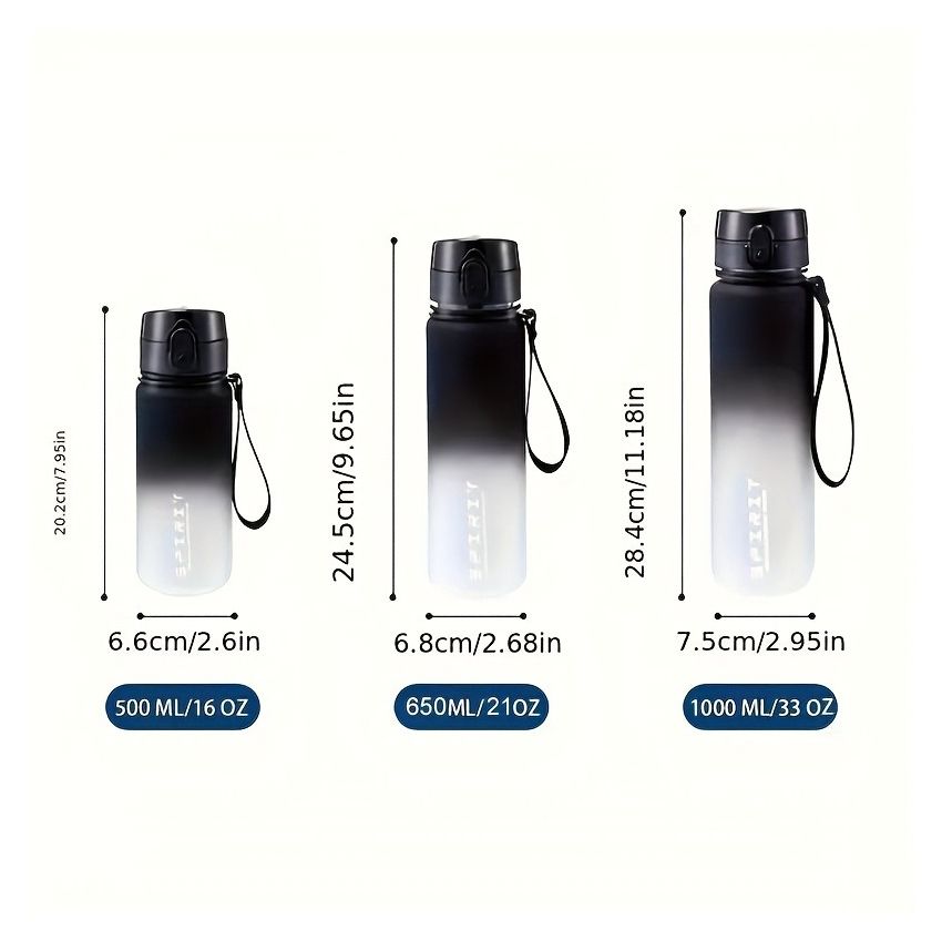 Gradient Sports Water Bottle 1000ml – Large Capacity, Durable Plastic Drinking Bottle for Men & Women, Leakproof Travel Cup for Fitness, Hiking, Camping & Outdoor Activities
