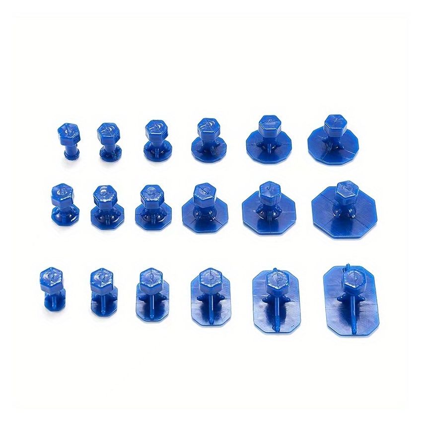 T-Type Puller +18pc Blue Gasket Car Dent Repair Tool Kit – Short T-Puller for Paintless Dent Pulling, Non-Metal Surface Dent Removal, Easy DIY Auto Body Repair
