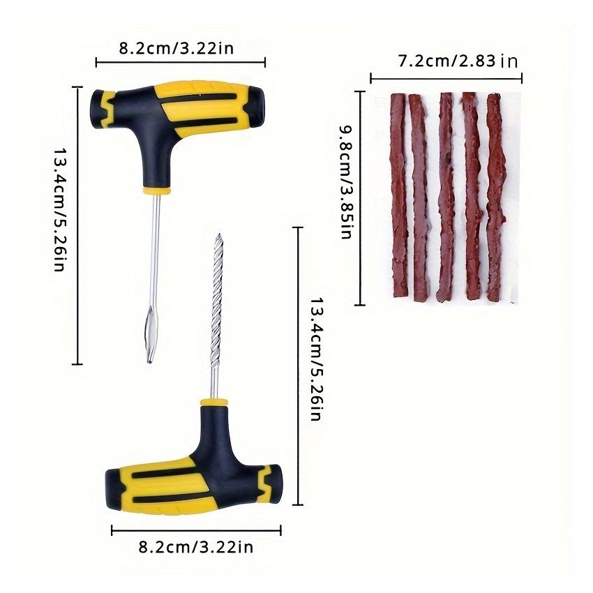 Complete Tire Repair Kit for Cars & Motorcycles – Instant Puncture Fix, Metal Plug Tools, Rubber Patches & Sealant – Emergency Tire Repair Kit for Cars, Trucks, SUVs