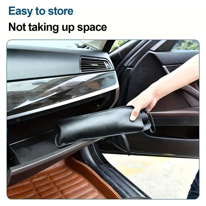 Compact Roll-Up Car Sunshade for Front Window – UPF50+ UV Protection & Heat Insulation, Easy-to-Use Black Umbrella Design, Universal Fit Sun Protection Curtain, Auto Interior Accessory