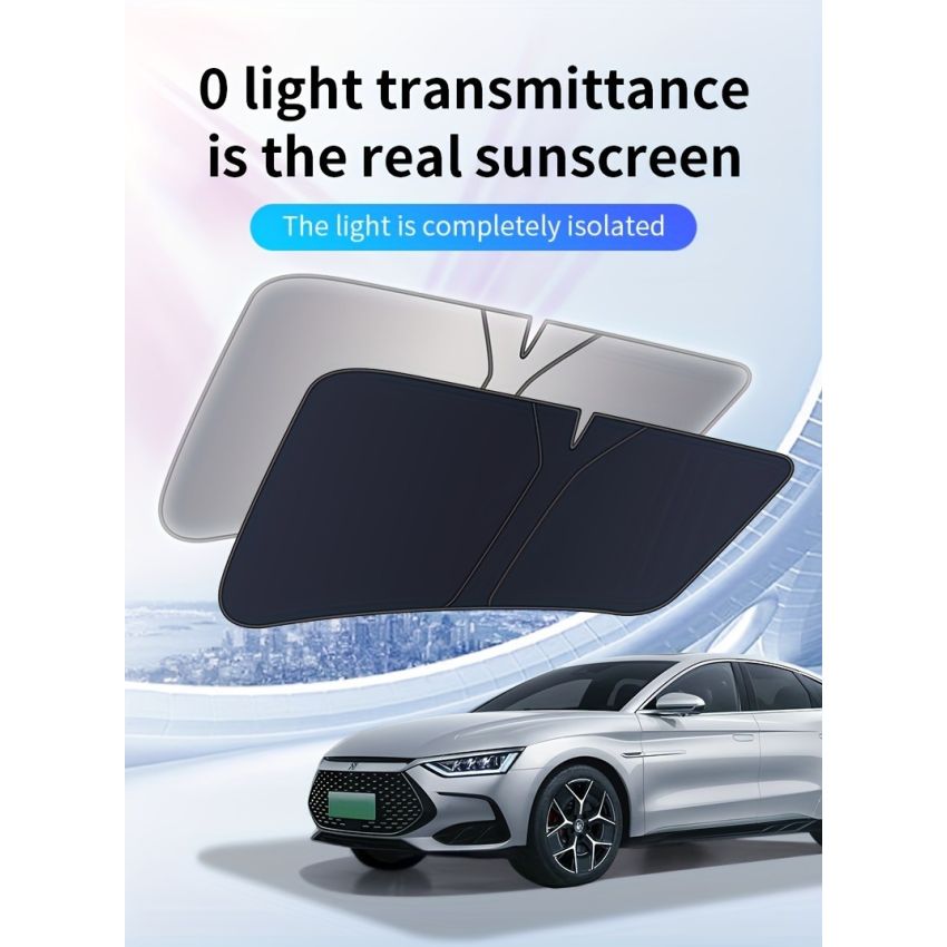 Car Sunshade Front Window Curtain – Windshield Heat Shield Sunblock Panel 139.7cm x 76.96cm, UV Protection, Interior Cooling Sun Shade for Cars, Trucks & SUVs | Easy Install