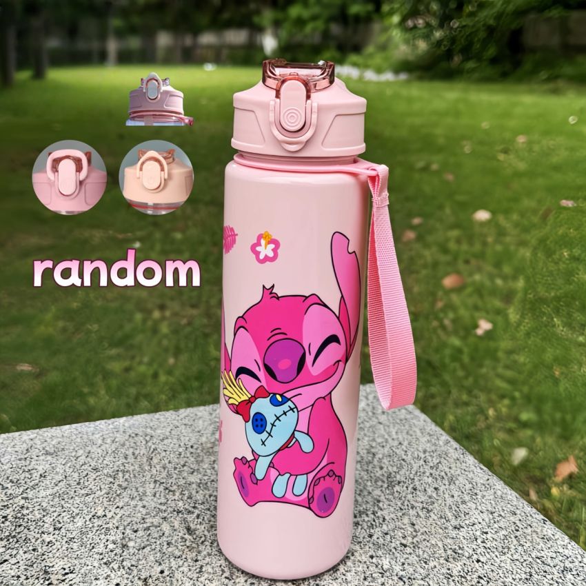 Disney KLM Cartoon Transparent Sports Water Bottle 800ML – Leakproof Pop-Up Lid, Lightweight Rectangle Bottle for Gym, Fitness, Running & Outdoor Hydration – Fun & Durable Gift