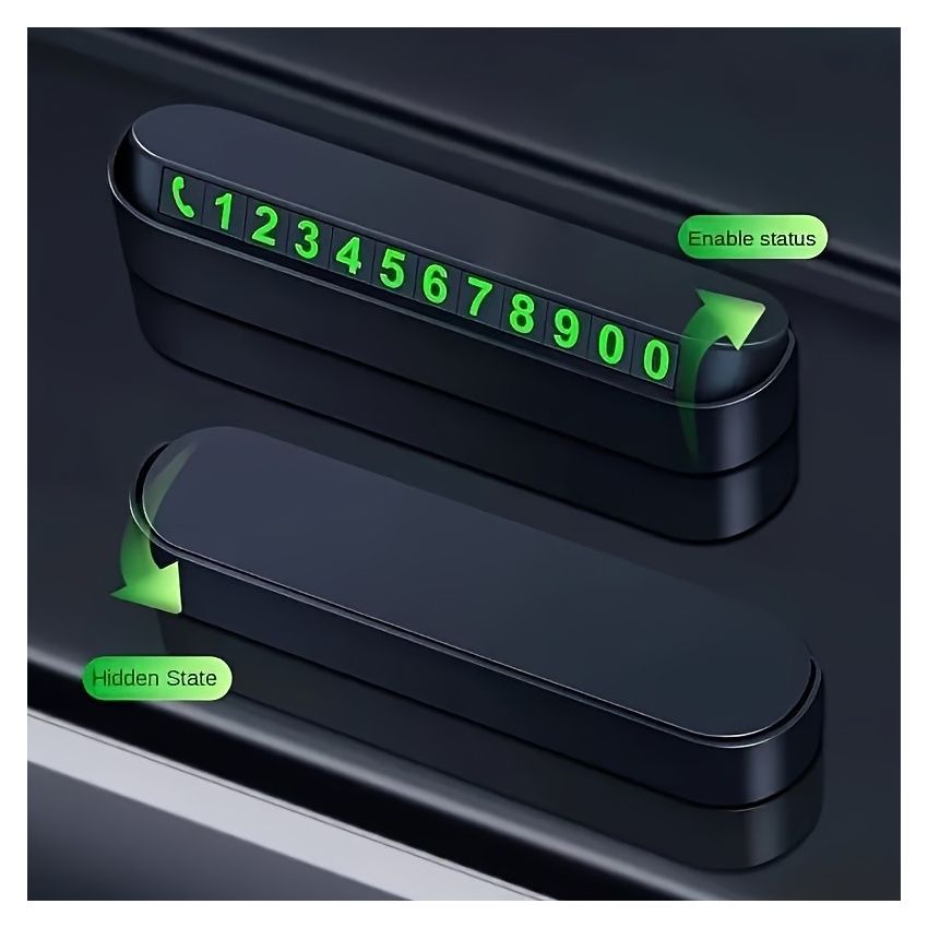 Car Dashboard Parking Number Display Plate – Durable ABS Temporary Phone Number Frame with Magnetic Digits, Heat & Sun Resistant, Easy-to-Move Design for Car Owners