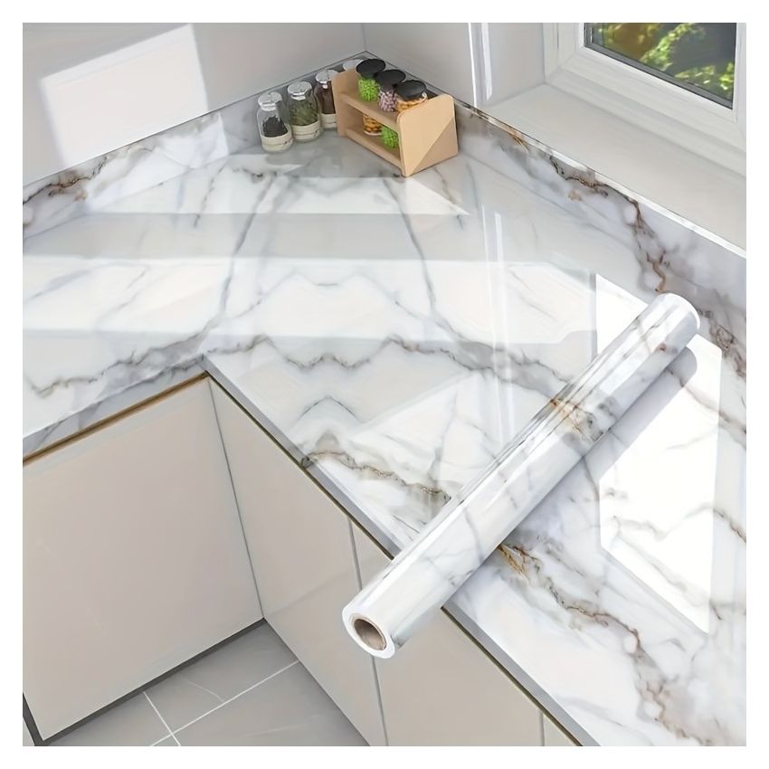 Modern Aesthetic Self-Adhesive Marble Wallpaper – 3 Colors, Decorative Peel & Stick Wall Covering for Kitchen, Bathroom, Tabletop, Room Renovation – 39.98 cm Width, 100/500/1000 cm Length