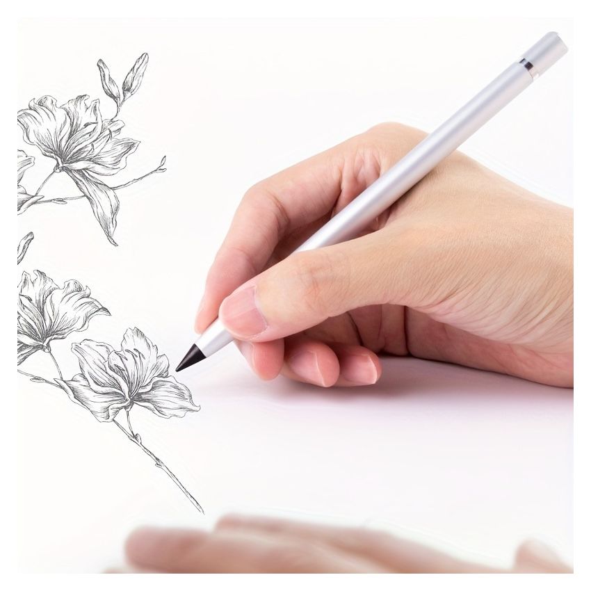 1pc No-Sharpen Writing Pencil with Replaceable Metal Pen Tip & Hidden Eraser | Eco-Friendly Durable Pencil for School, Office & Home | Refillable, Smooth Writing Stationery
