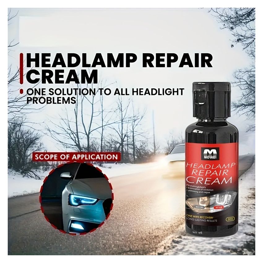 30g Headlight Renovation Kit – Headlight Polishing & Scratch Repair Cream, Restores Yellowed, Aged, Scratched, and Fuzzy Car Lights, DIY Easy Use for 90% Brightness Like New