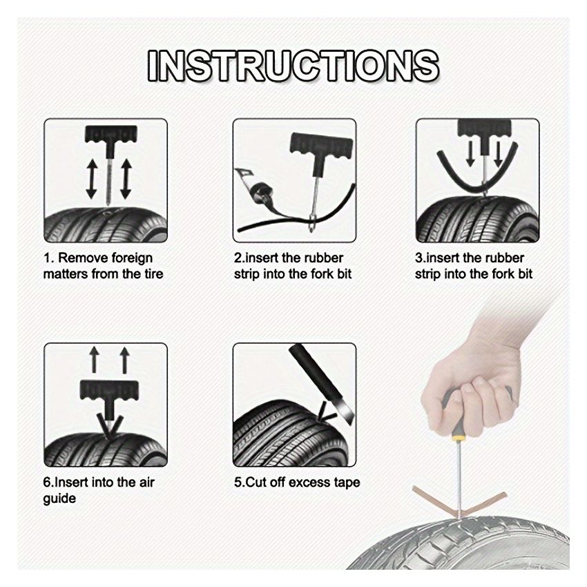 Complete Tire Repair Kit for Cars & Motorcycles – Instant Puncture Fix, Metal Plug Tools, Rubber Patches & Sealant – Emergency Tire Repair Kit for Cars, Trucks, SUVs