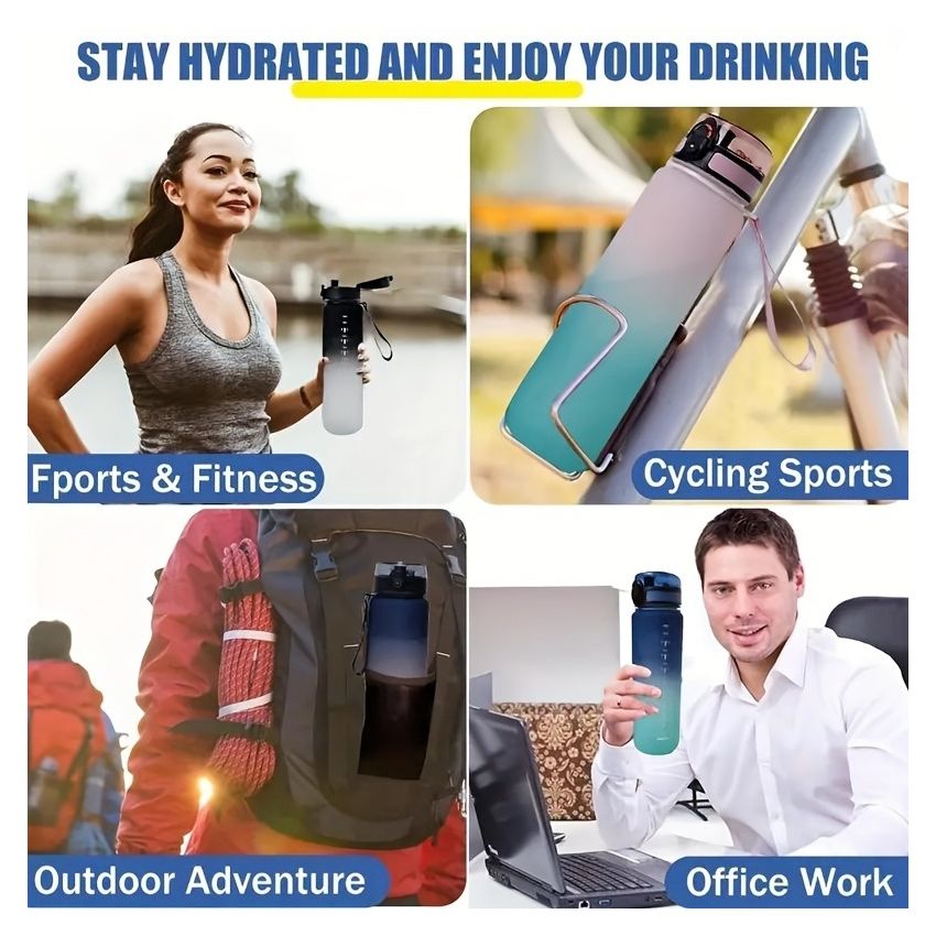 Gradient Sports Water Bottle 1000ml – Large Capacity, Durable Plastic Drinking Bottle for Men & Women, Leakproof Travel Cup for Fitness, Hiking, Camping & Outdoor Activities