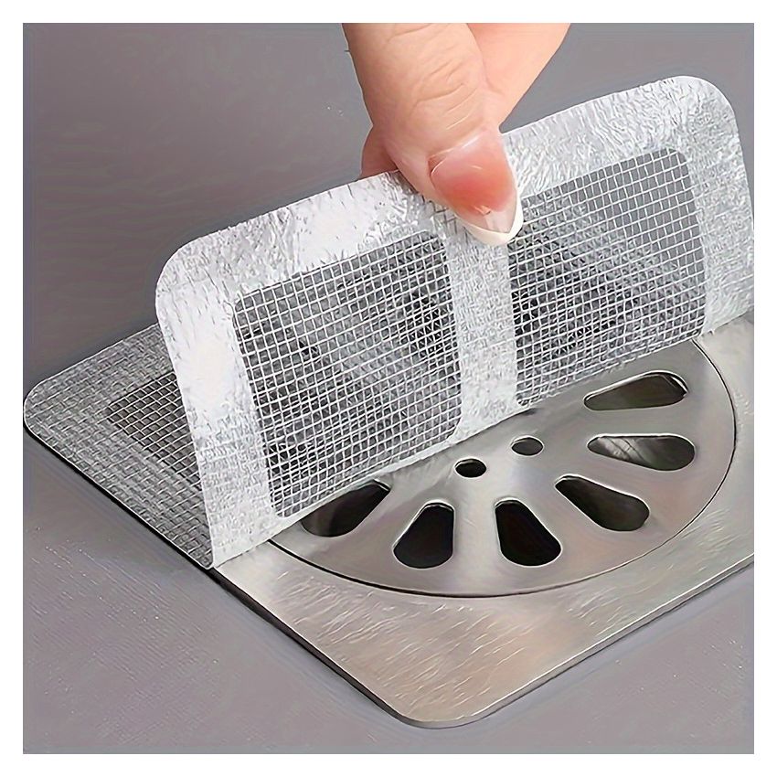 10pcs Self-Adhesive Hair Catcher Stickers for Shower, Sink & Bathroom Drains – Anti-Clog Floor Drain Covers – Disposable, Easy to Use, Anti-Insect, Plastic
