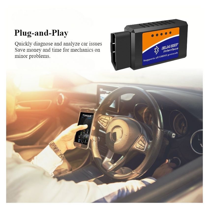 Wireless OBD2 Scanner for Car Diagnostics – Full System Scan, Emissions Test, Real-Time Data for Android & iOS – No Battery Needed, Vehicle Fault Code Reader, Durable Car Gadget
