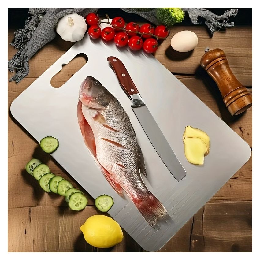 Premium Double-Sided Stainless Steel Chopping Board – Food Grade, Rust-Resistant, Dishwasher Safe & Durable – Ideal for Kitchen