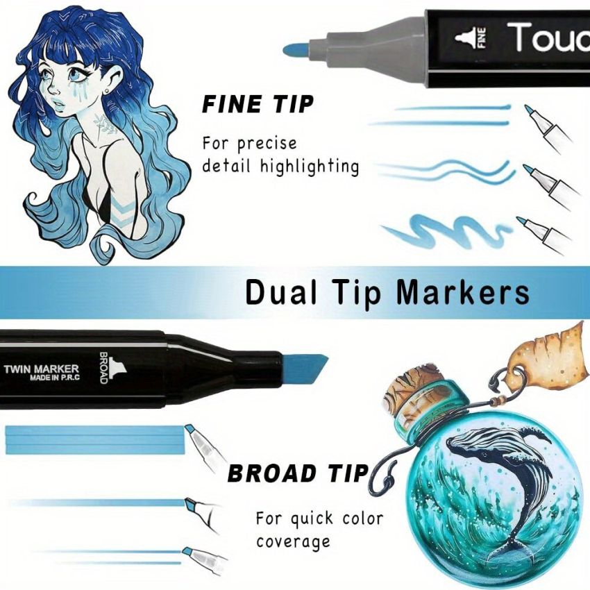 24 pcs Dual-Tipped Brush Markers Set – Permanent Drawing Pens & Highlighters for Sketching, Comics, Calligraphy & Art Supplies – Ideal Holiday Gift