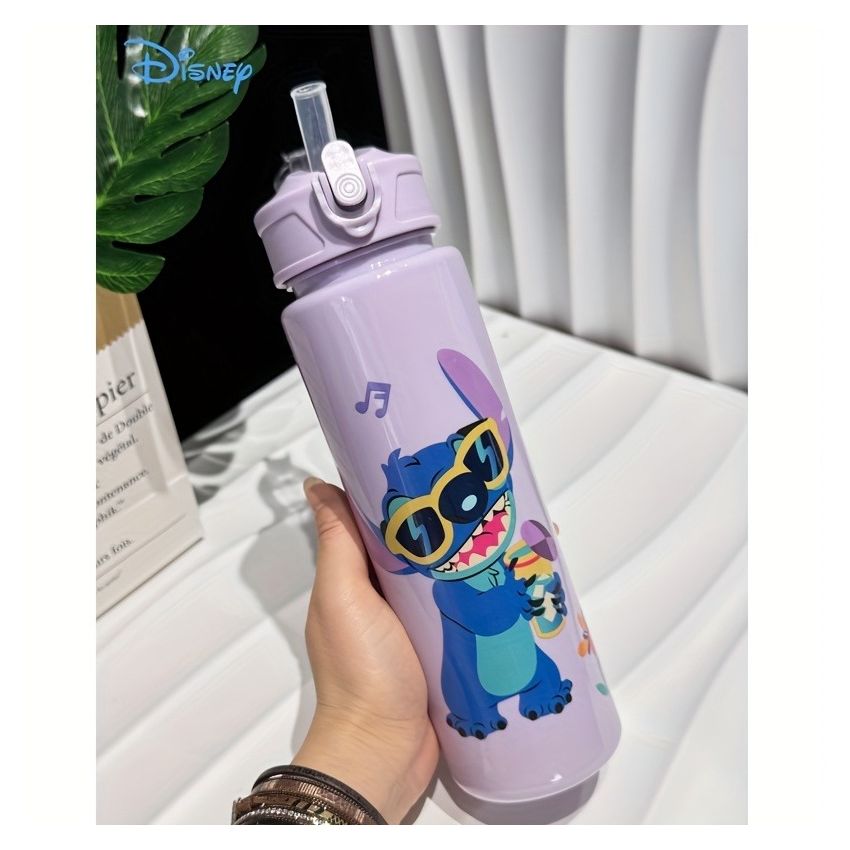 Disney KLM Cartoon Transparent Sports Water Bottle 800ML – Leakproof Pop-Up Lid, Lightweight Rectangle Bottle for Gym, Fitness, Running & Outdoor Hydration – Fun & Durable Gift
