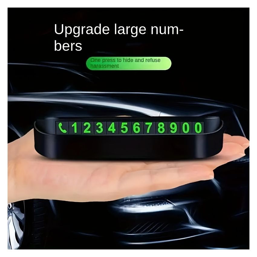 Car Dashboard Parking Number Display Plate – Durable ABS Temporary Phone Number Frame with Magnetic Digits, Heat & Sun Resistant, Easy-to-Move Design for Car Owners