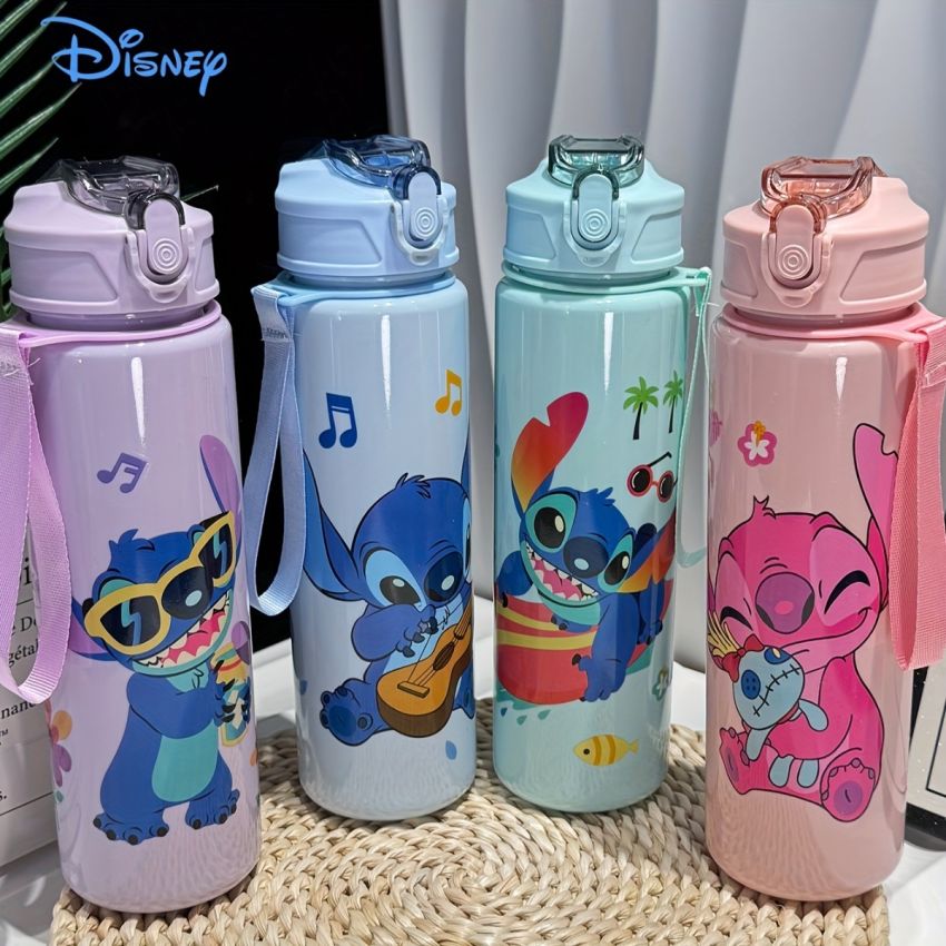 Disney KLM Cartoon Transparent Sports Water Bottle 800ML – Leakproof Pop-Up Lid, Lightweight Rectangle Bottle for Gym, Fitness, Running & Outdoor Hydration – Fun & Durable Gift