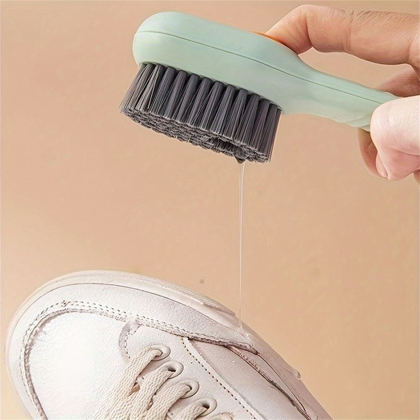 Automatic Liquid Soap Dispenser Cleaning Brush – Kitchen, Laundry & Bathroom Scrubber – Multifunction Shoe & Clothes Brush – Portable, Reusable Cleaning Tool for Home & Trave