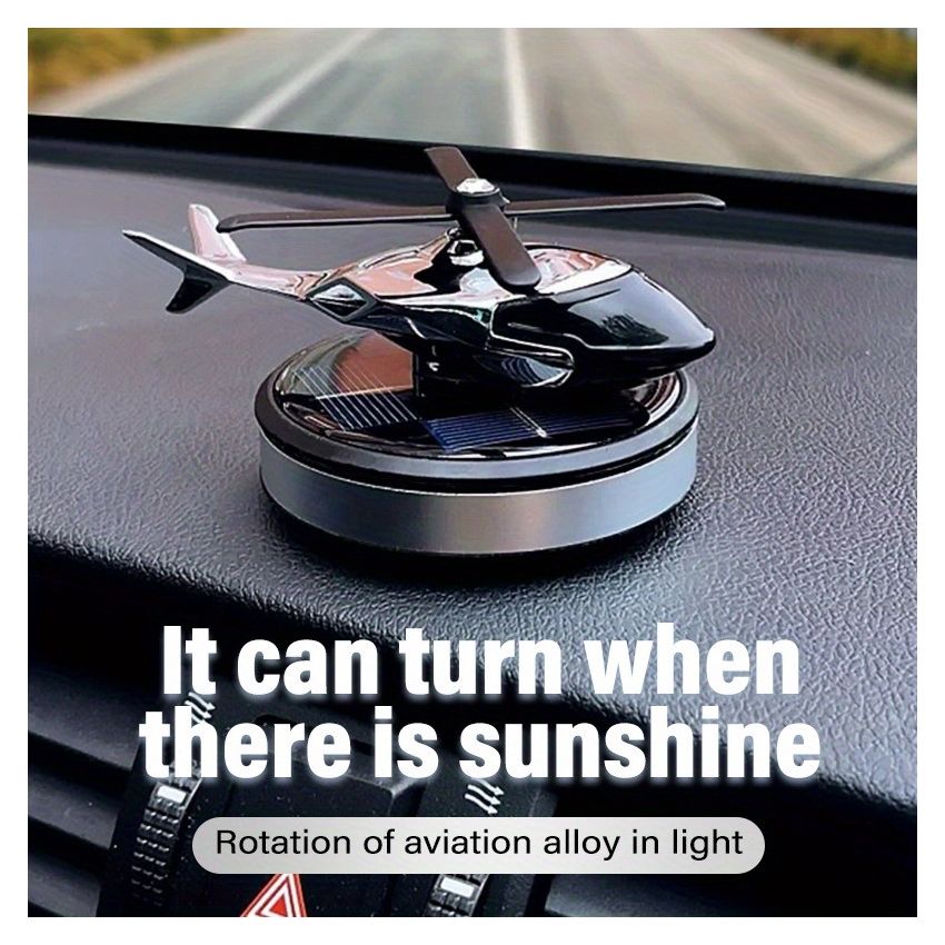 Solar-Powered Helicopter Car Air Freshener – Auto Rotating Aviation Alloy Dashboard Diffuser, Long-Lasting Aromatherapy Car Interior Decoration, Creative Aircraft Gift for Drivers