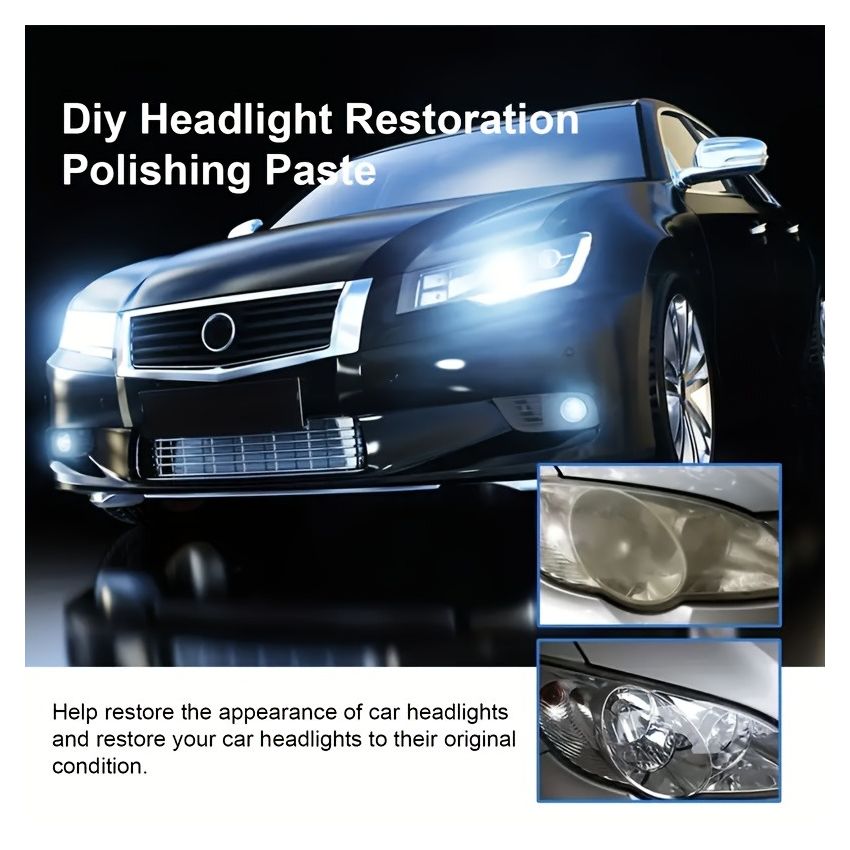100ml Headlight Restoration Kit with Sponge – Car Headlight Oxidation Remover & Polishing Solution, Universal Lens Repair for Clear, Bright Headlamps – Quick Non-Grinding DIY Kit