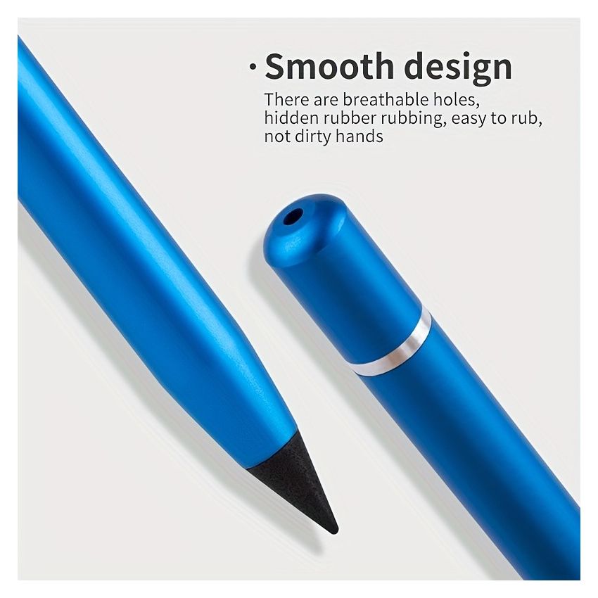 1pc No-Sharpen Writing Pencil with Replaceable Metal Pen Tip & Hidden Eraser | Eco-Friendly Durable Pencil for School, Office & Home | Refillable, Smooth Writing Stationery