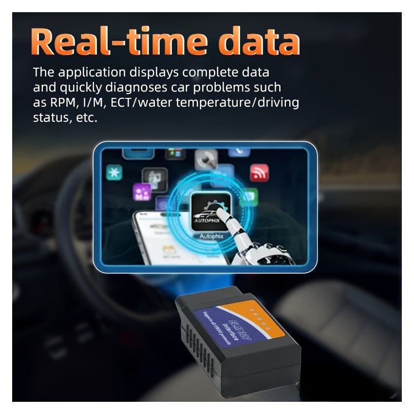 Wireless OBD2 Scanner for Car Diagnostics – Full System Scan, Emissions Test, Real-Time Data for Android & iOS – No Battery Needed, Vehicle Fault Code Reader, Durable Car Gadget