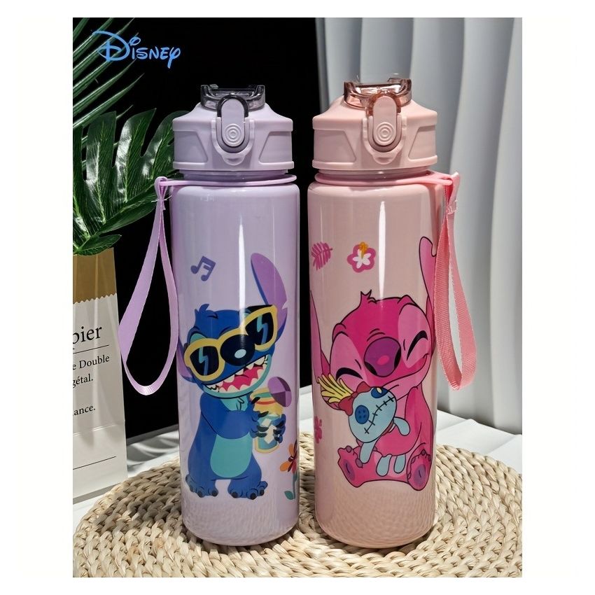 Disney KLM Cartoon Transparent Sports Water Bottle 800ML – Leakproof Pop-Up Lid, Lightweight Rectangle Bottle for Gym, Fitness, Running & Outdoor Hydration – Fun & Durable Gift
