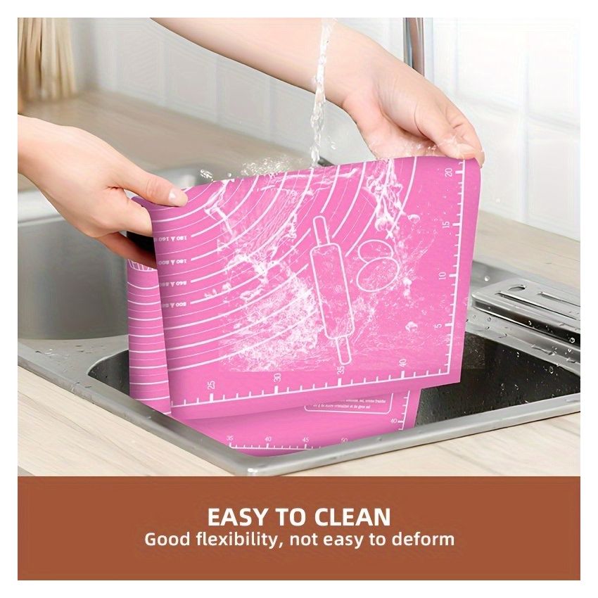 45x60cm Pink Non-Stick Pastry Mat – Reusable Baking Mat with Measurements for Dough, Cookies, Pies & Pastry Making