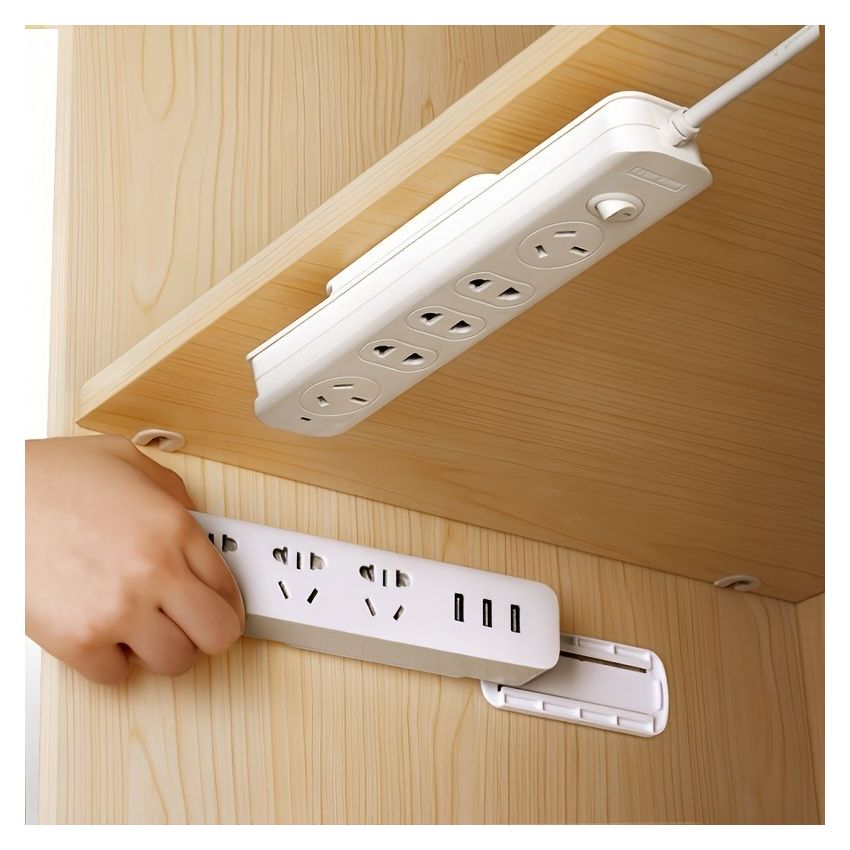 Ultra-Strong Self-Adhesive Wall Mount Socket Organizer – 5 PCS Power Strip & Cable Holder, No-Drill, Traceless, Space-Saving Storage for Home, Office, Kitchen, Bathroom